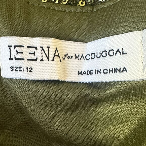 Mac Duggal Olive Green One Shoulder Sequin Long Sleeve Midi Dress SZ 12 NWT - Picture 7 of 13